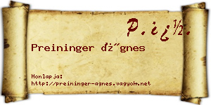 Preininger Ágnes névjegykártya