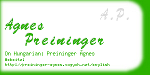 agnes preininger business card